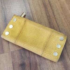 GUC Hammitt 110 North Leather Mustard Fauc Croc Wallet